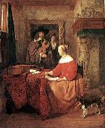 METSU, Gabriel A Woman Seated at a Table and a Man Tuning a Violin sg France oil painting artist